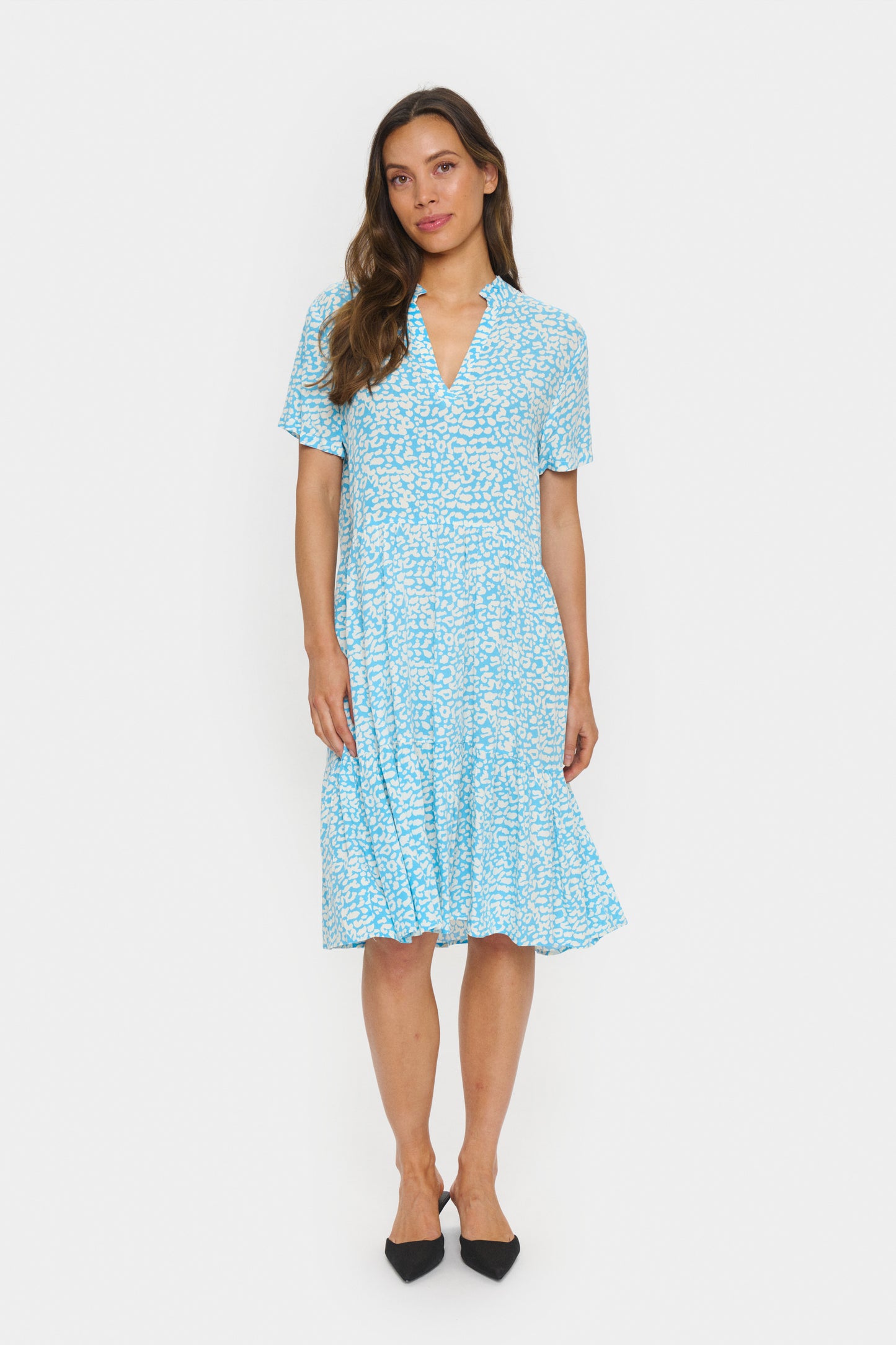 Saint Tropez Eda Short Sleeve Dress | Ethereal Blue Leo