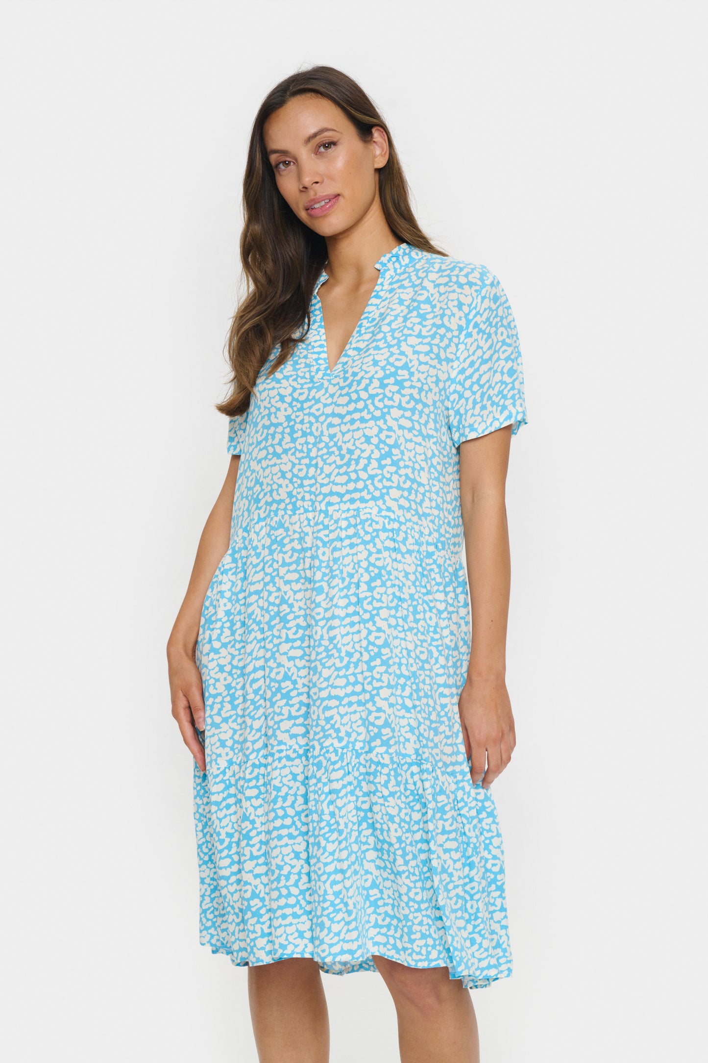 Saint Tropez Eda Short Sleeve Dress | Ethereal Blue Leo