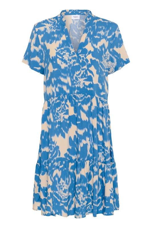 Saint Tropez Eda Short Sleeve Dress | Campanula Water Blooms