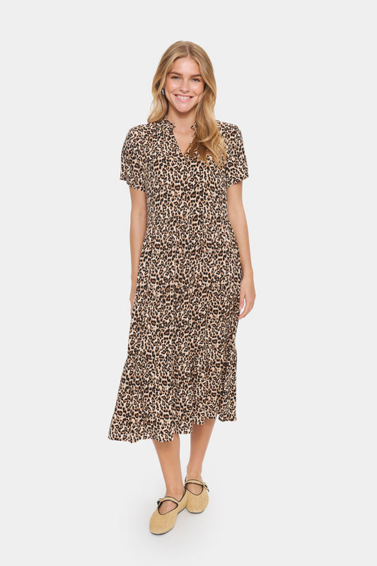 Saint Tropez Eda Short Sleeve Maxi Dress | Black Reg Leo