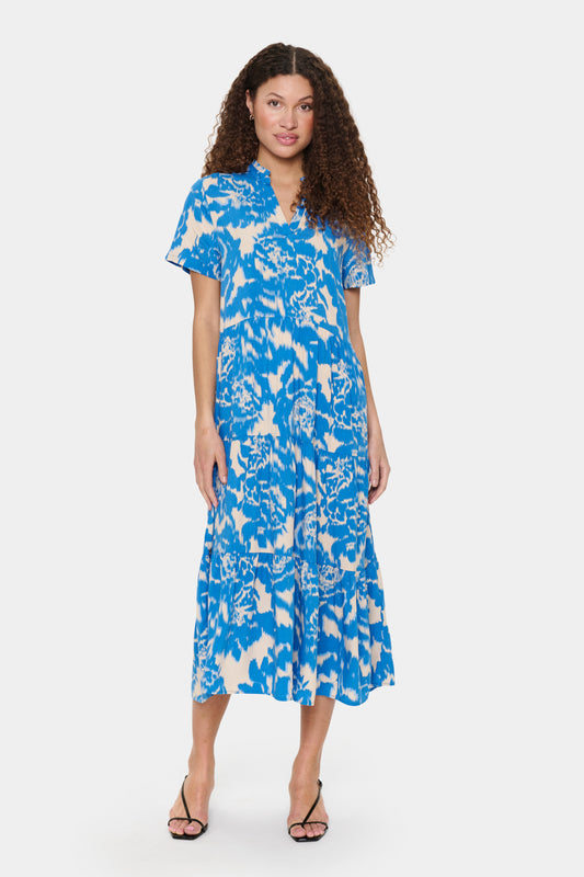 Saint Tropez Eda Short Sleeve Maxi Dress | Campanula Water Blooms