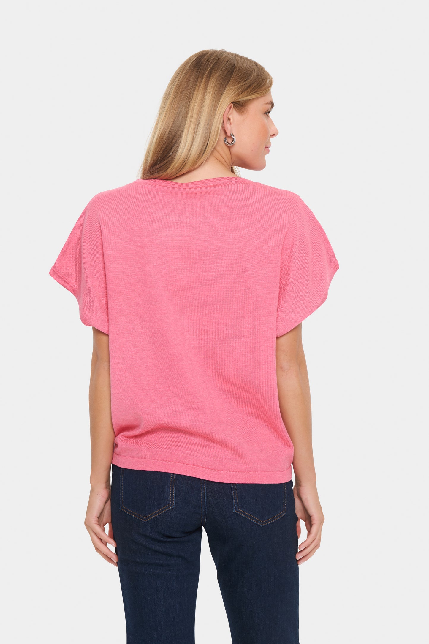 Saint Tropez Mila Roll Neck Short Sleeve Pullover | Fruit Dove Melange