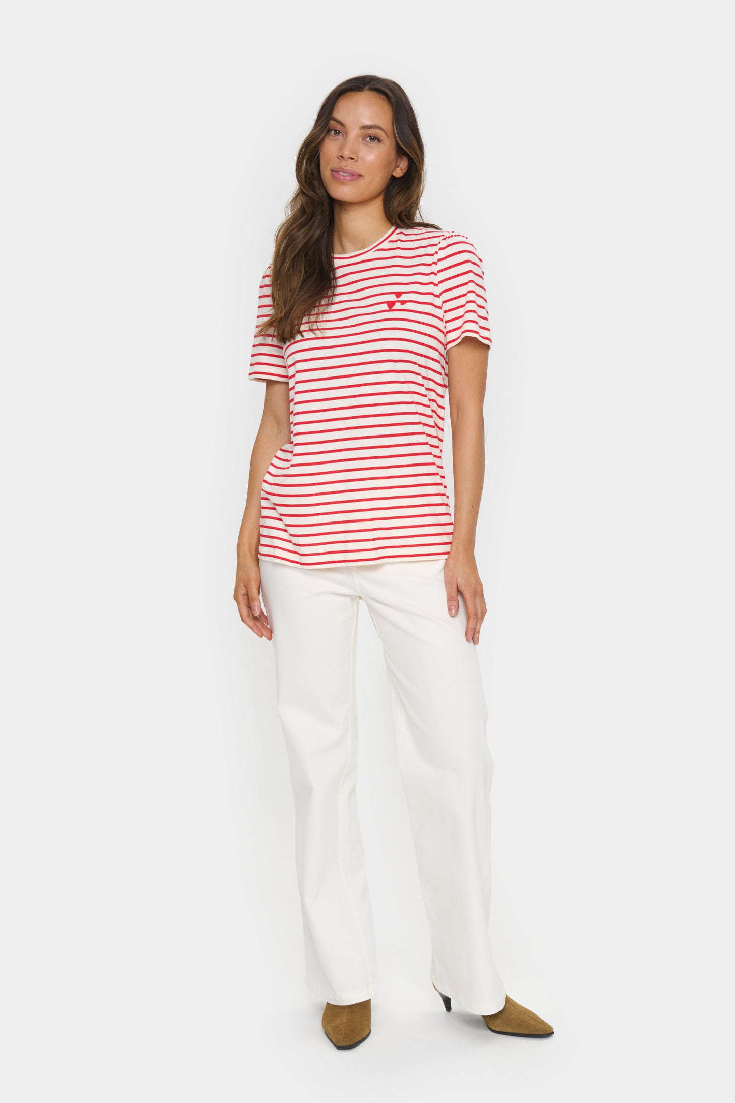 Saint Tropez Jucia T-Shirt | Flame Scarlet White Stripe