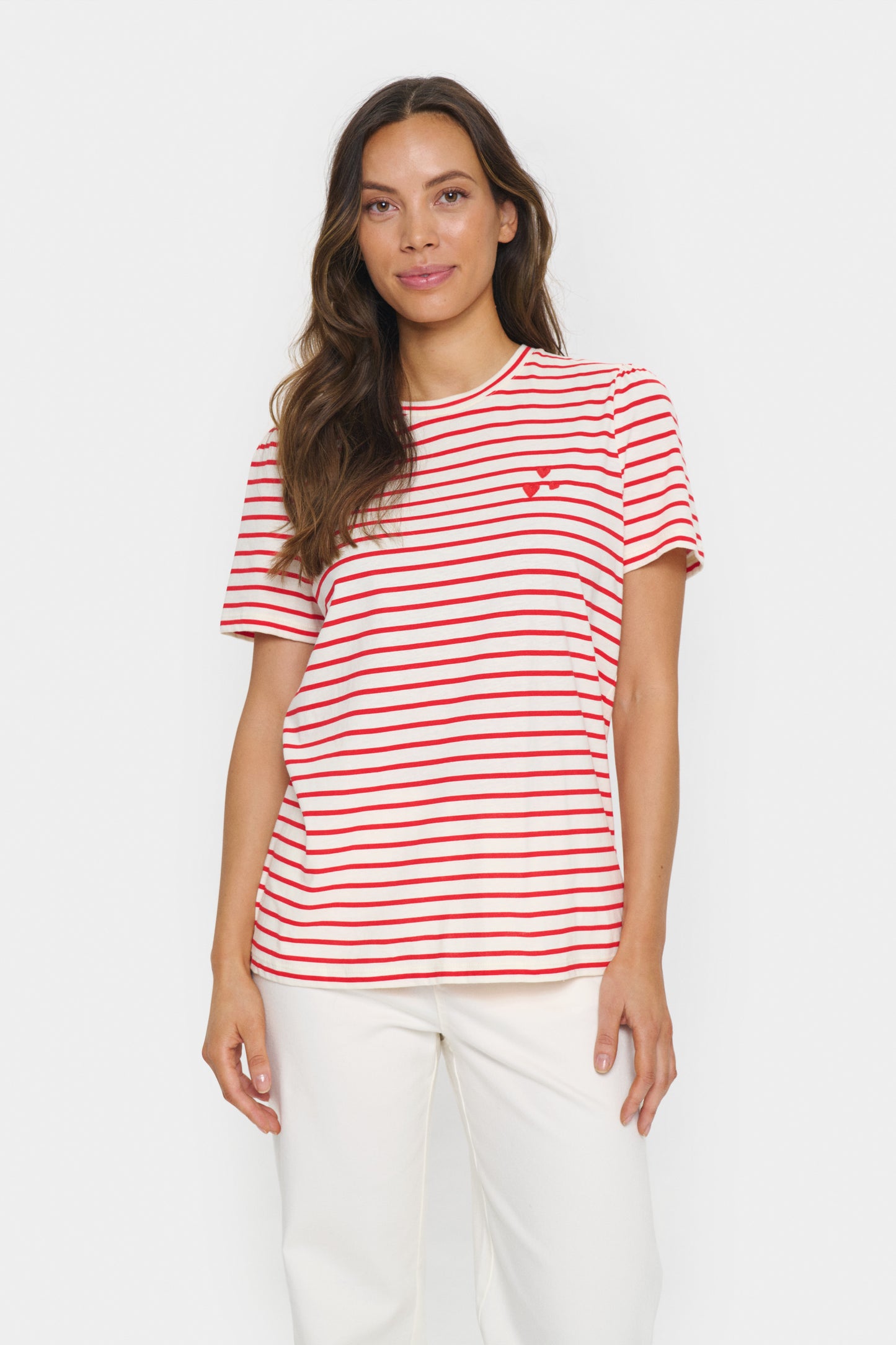 Saint Tropez Jucia T-Shirt | Flame Scarlet White Stripe