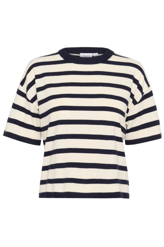 Saint Tropez LikamSZ Striped Pullover | Winter White Nightsky Stripe