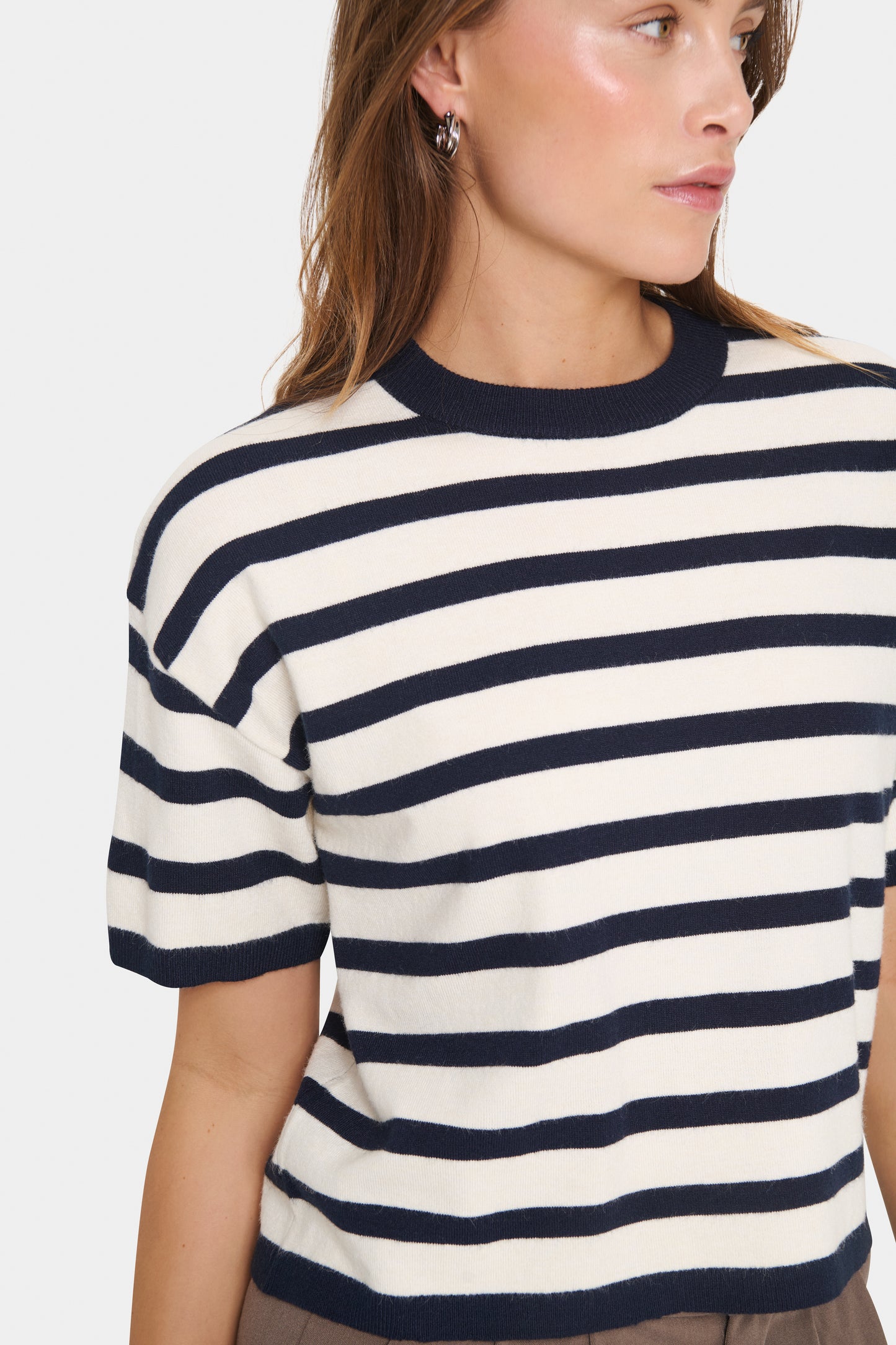Saint Tropez Likam Striped Pullover | Winter White Nightsky Stripe