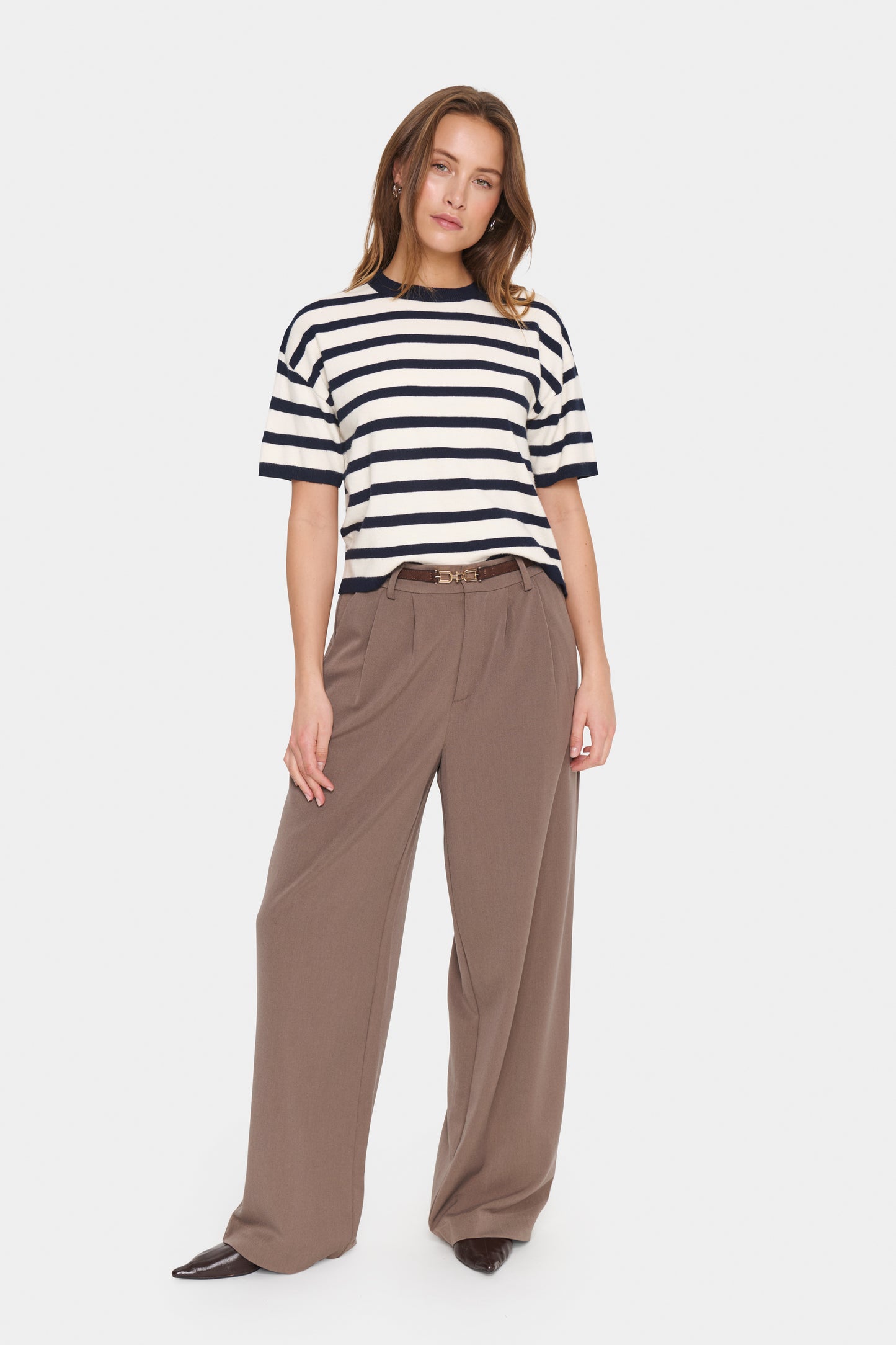 Saint Tropez Likam Striped Pullover | Winter White Nightsky Stripe