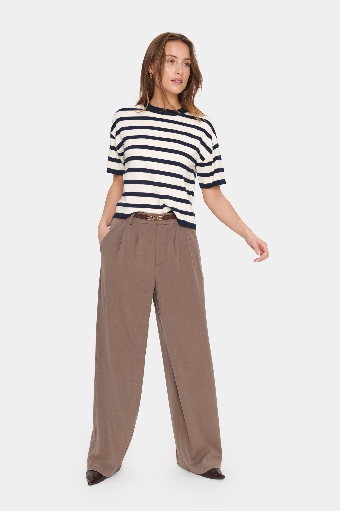 Saint Tropez Likam Striped Pullover | Winter White Nightsky Stripe