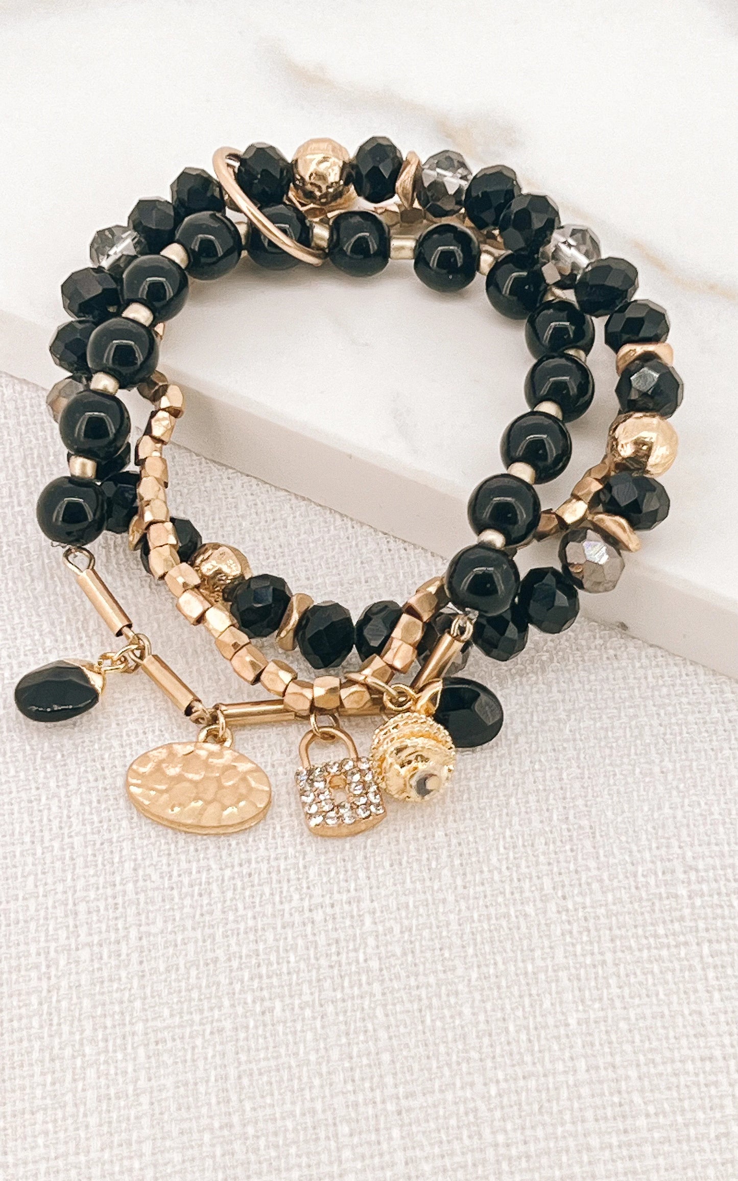 Envy Gold & Black Triple Layer Bracelet