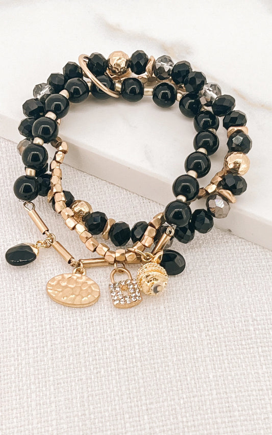 Envy Gold & Black Triple Layer Bracelet
