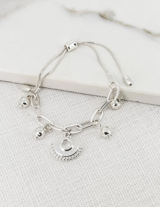 Envy Adjustable Fan Charm Bracelet | Silver