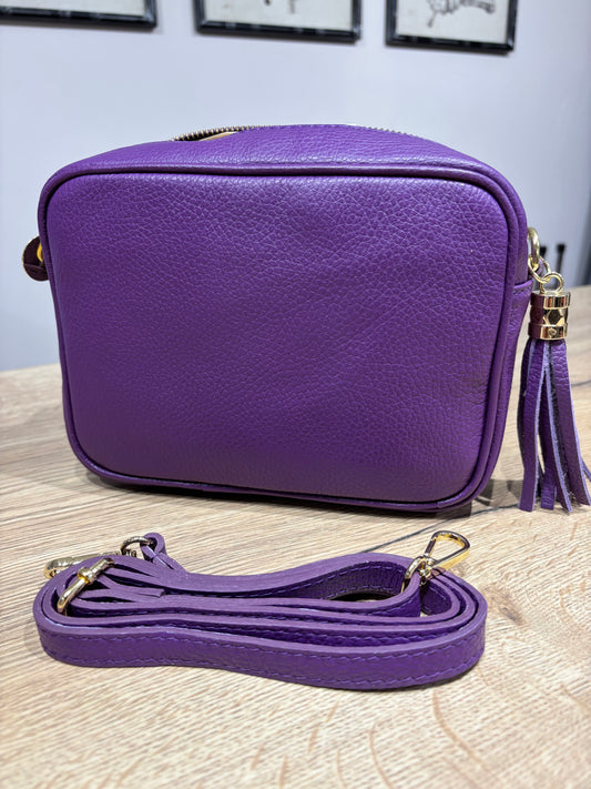 Leather Cross Body Bag | Purple