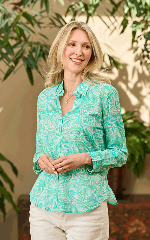 Portimao Cotton Shirt | Aqua