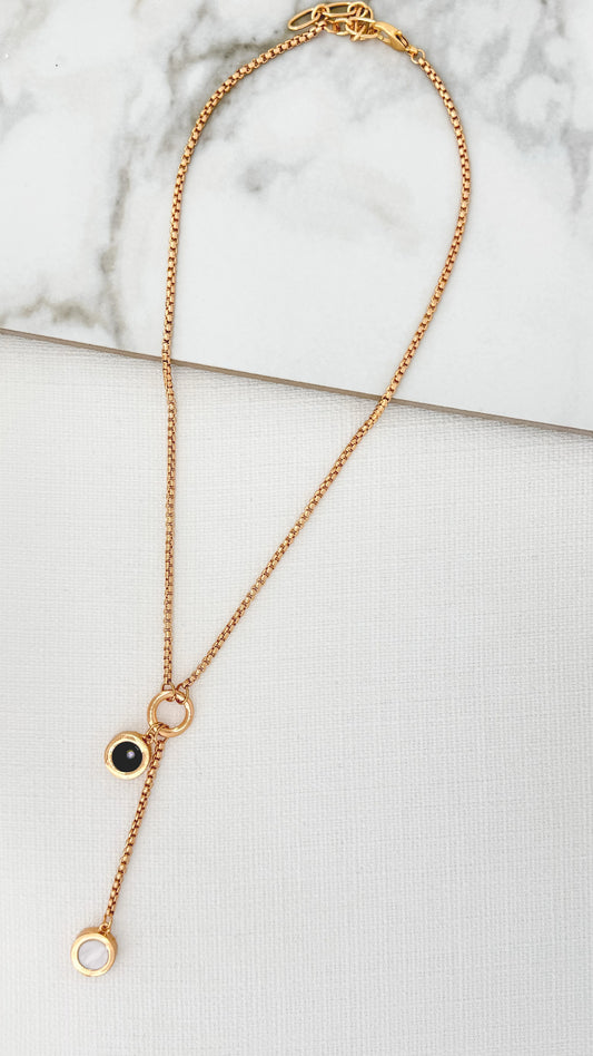 Envy Gold Necklace with Black & White Dropper Pendants