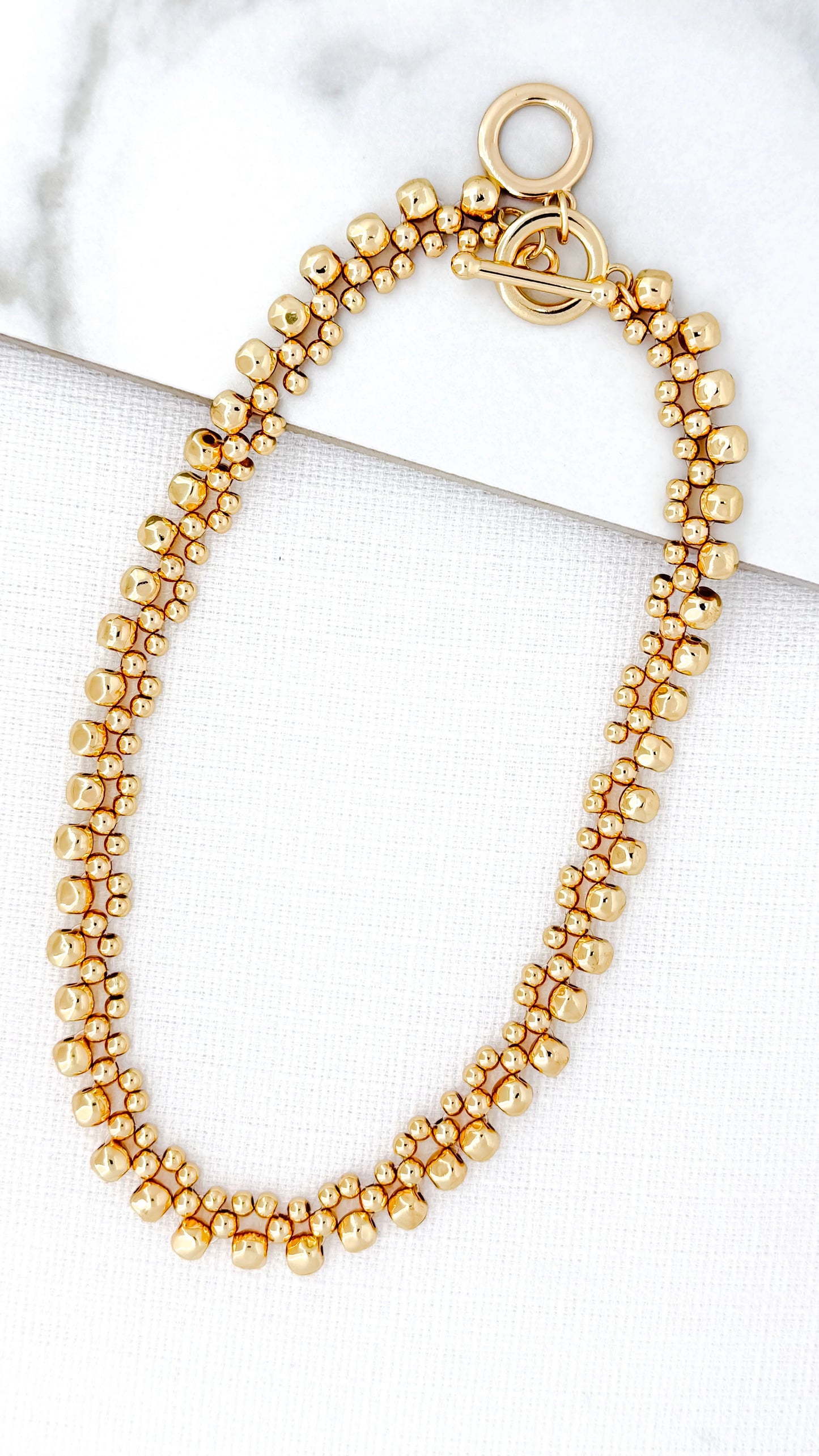 Envy Short Gold T-Bar Bead Necklace