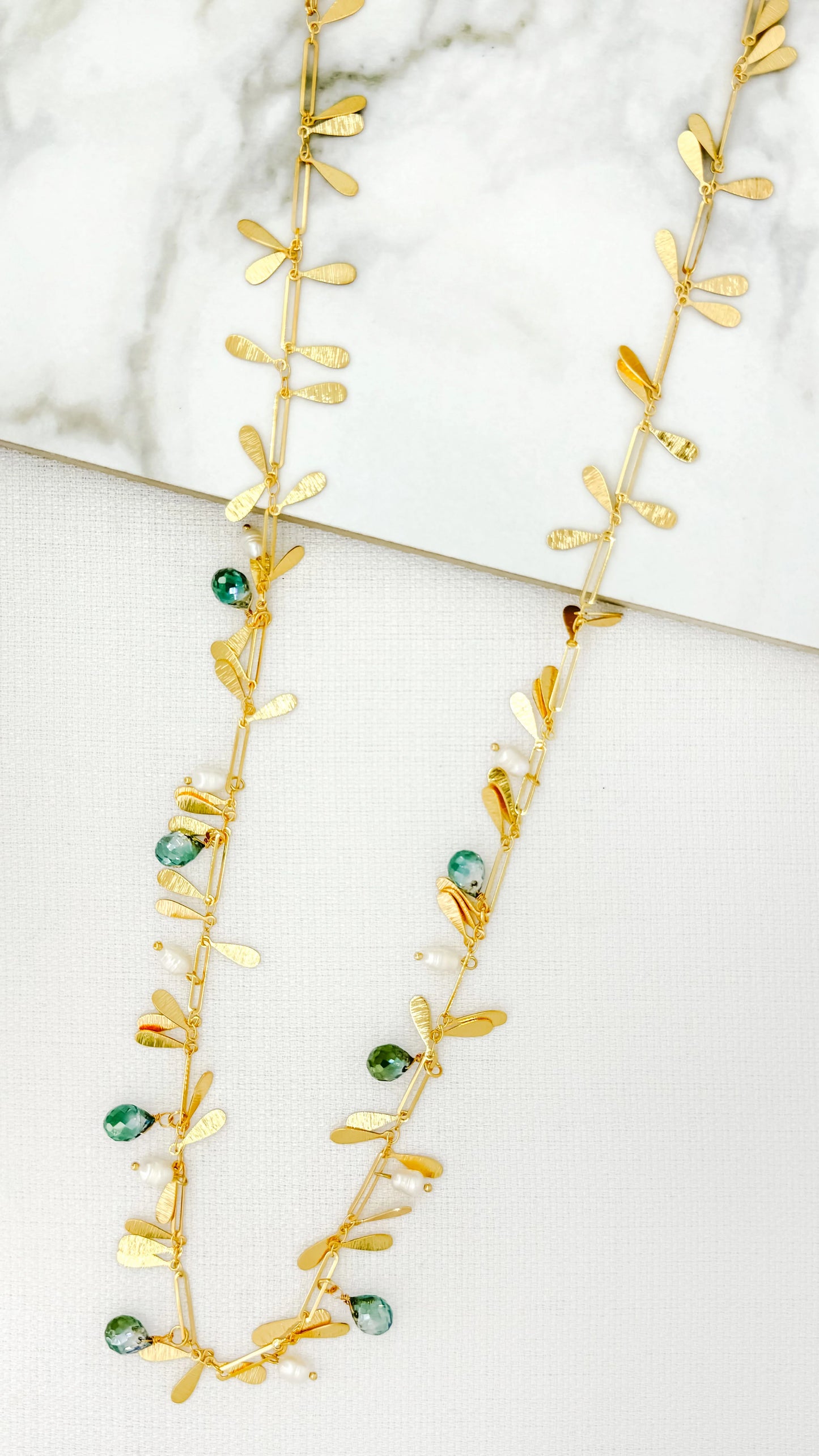 Envy Long Gold Faceted Crystal Bead Necklace