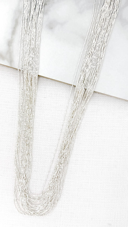 Envy Long Silver Multi Strand Necklace