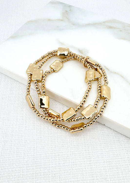 Envy Gold Triple Layer Stretch Bracelet