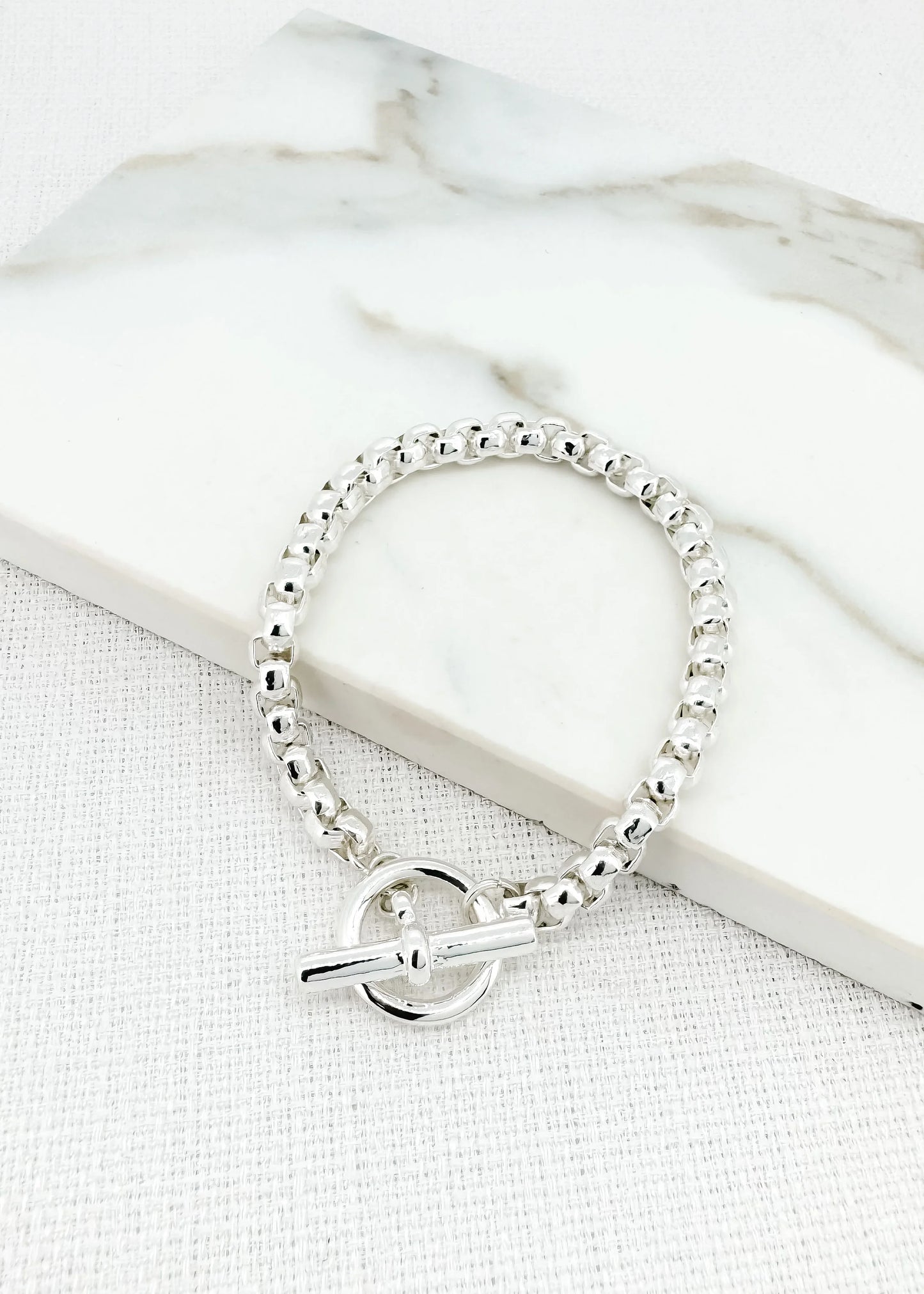 Envy Silver Box Chain T-Bar Bracelet