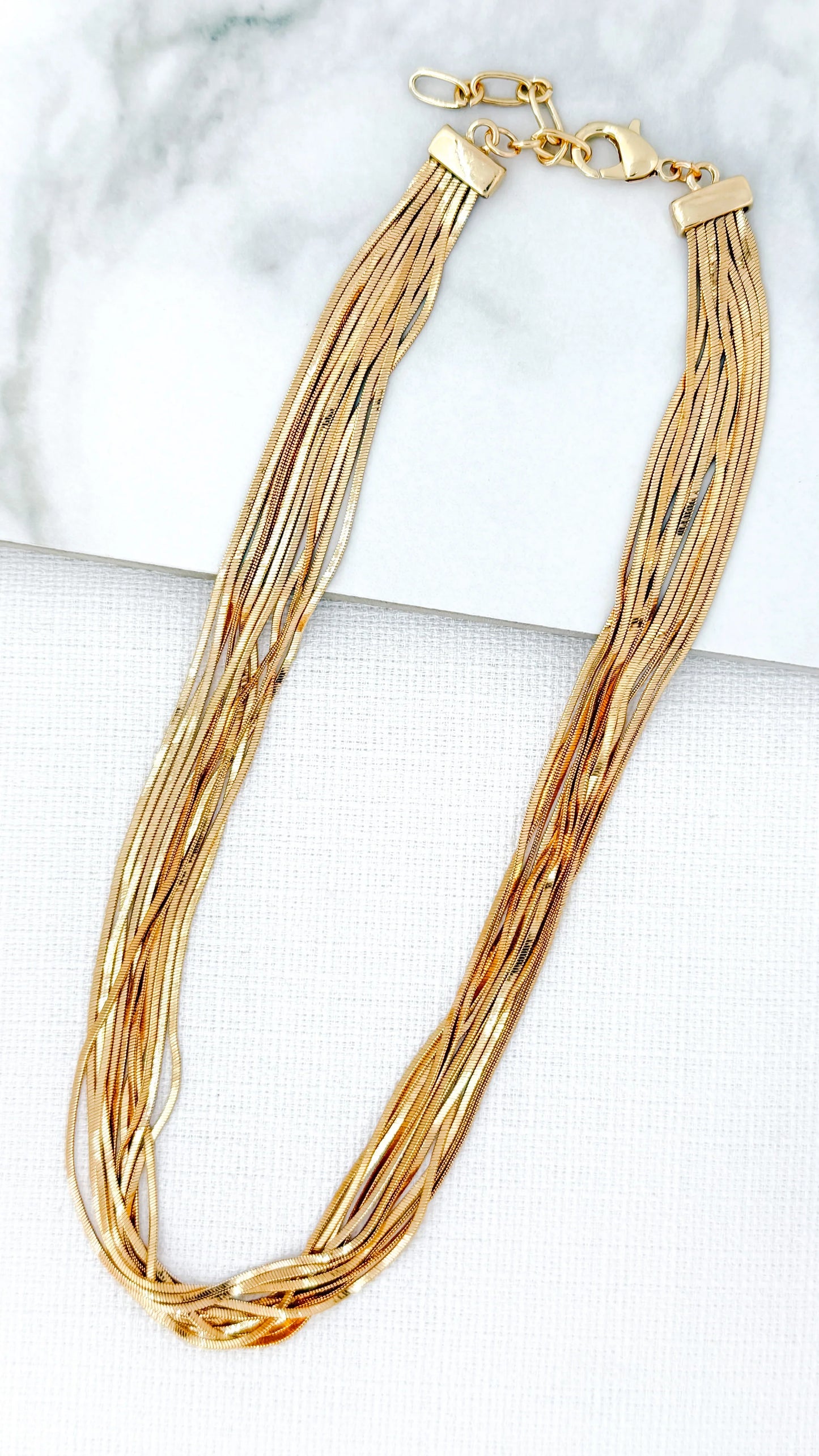 Envy Short Gold Multi Strand Snake Chain Necklace