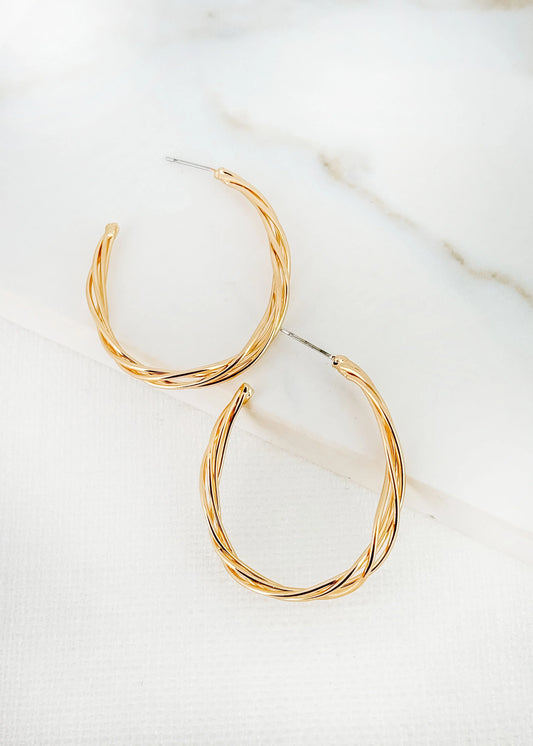 Envy Large Gold Lattice Effect Earring