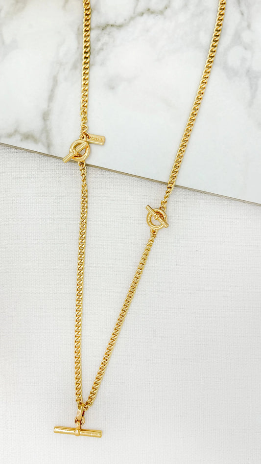 Envy Long Gold T-Bar Necklace