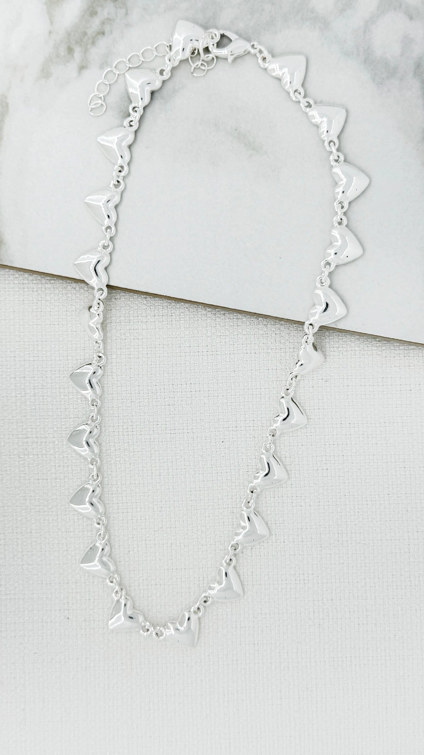 Short Silver Heart Chain Necklace