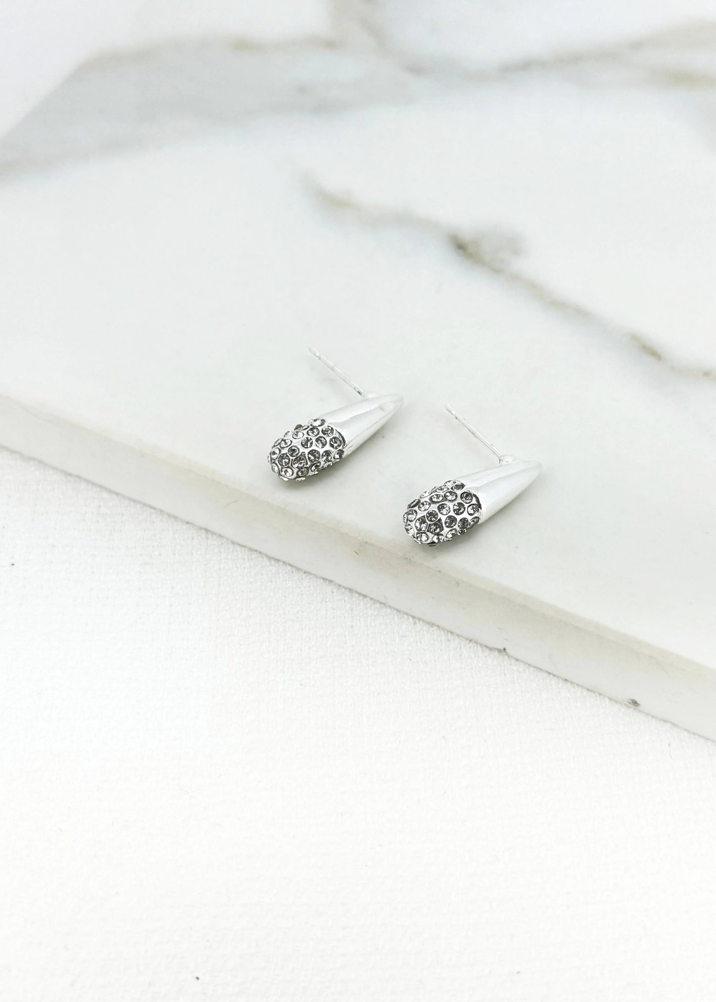 Envy Silver and Diamante Teardrop Earrings