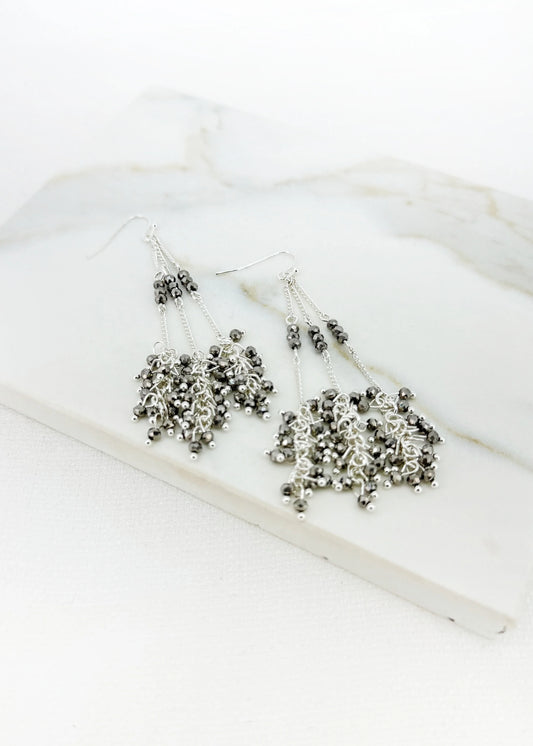 Envy Silver Crystal Dropper Earring