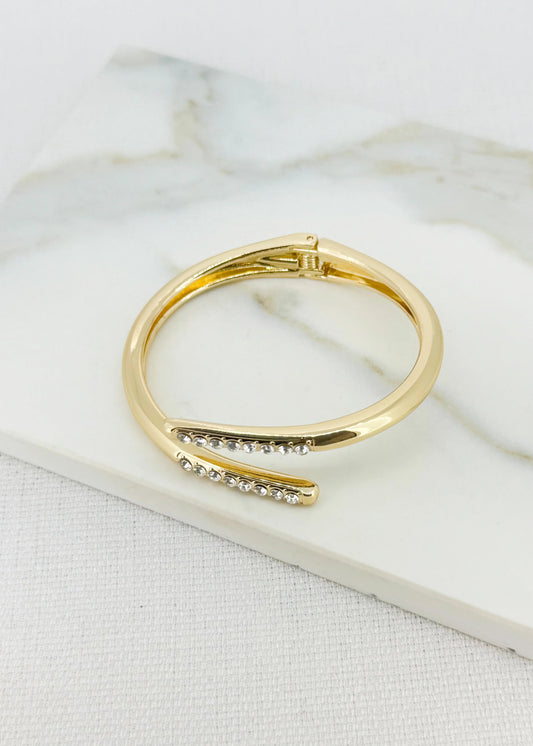 Envy Gold Hinged Bangle with Crystal Detail