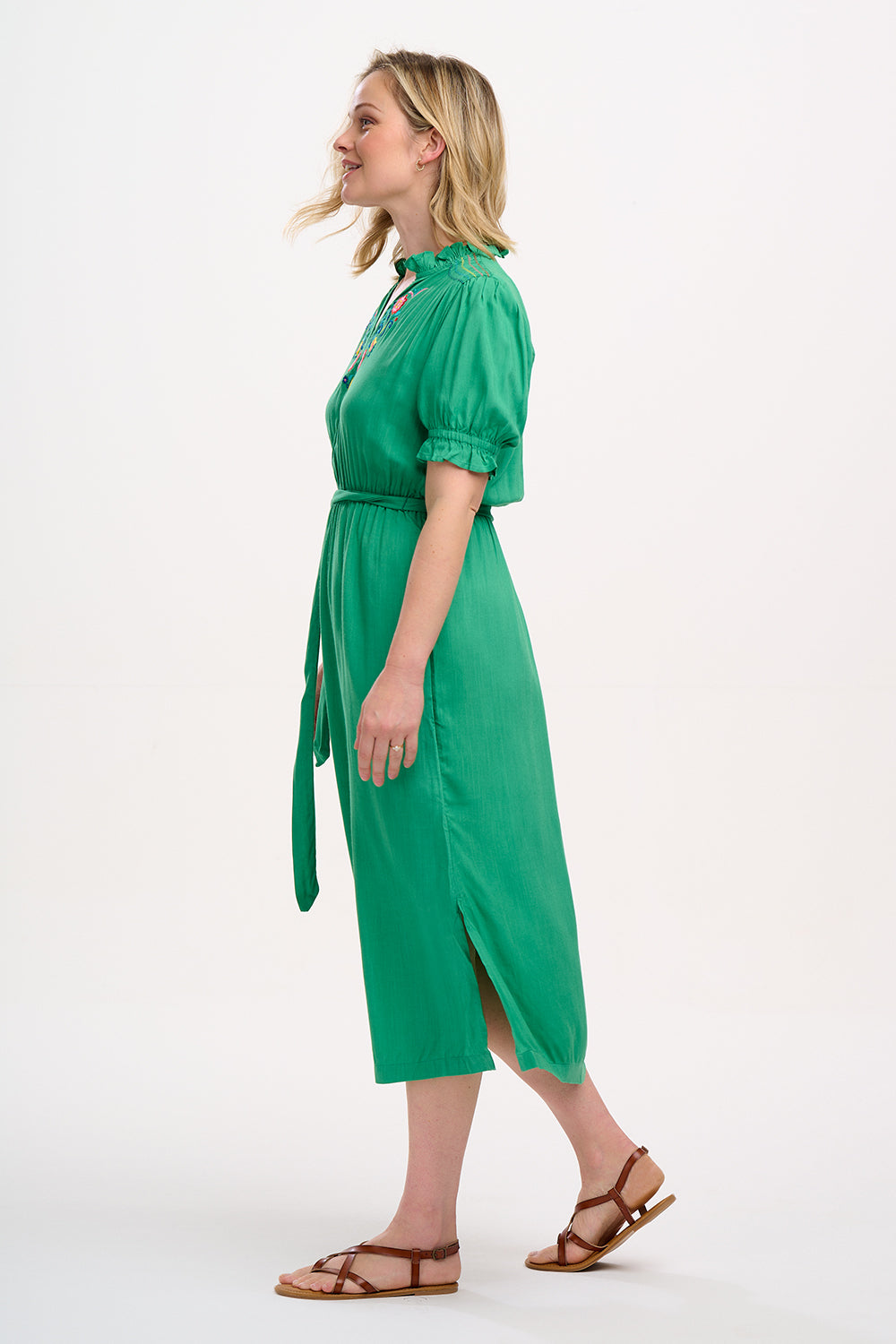 Carlota Midi Dress | Folk Floral Embroidery