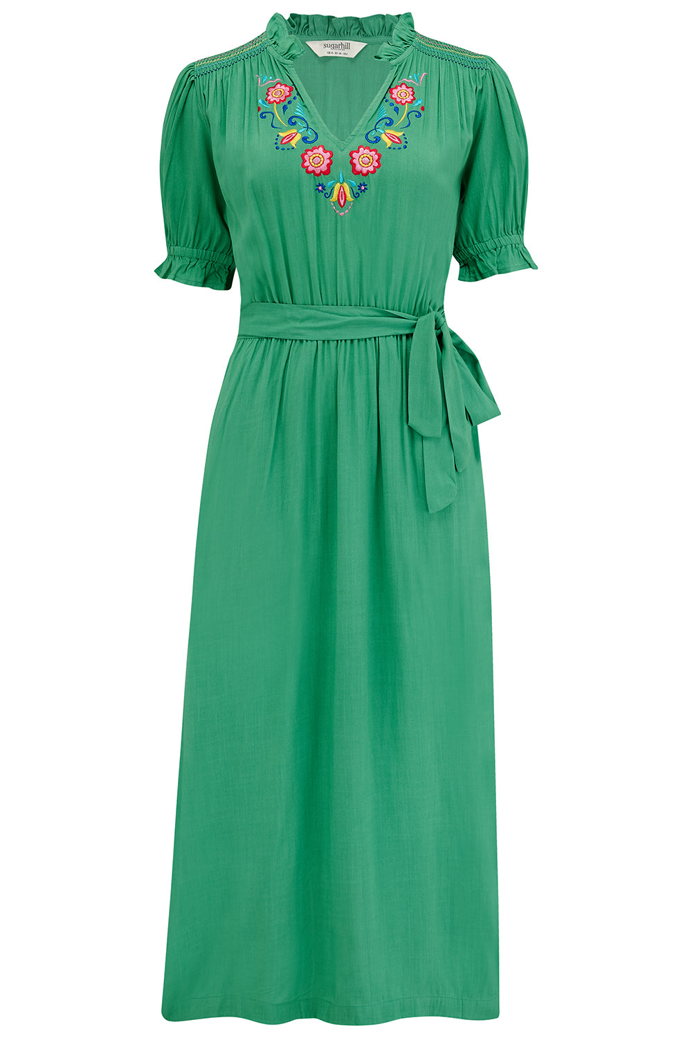 Sugarhill Carlota Midi Dress | Folk Floral Embroidery