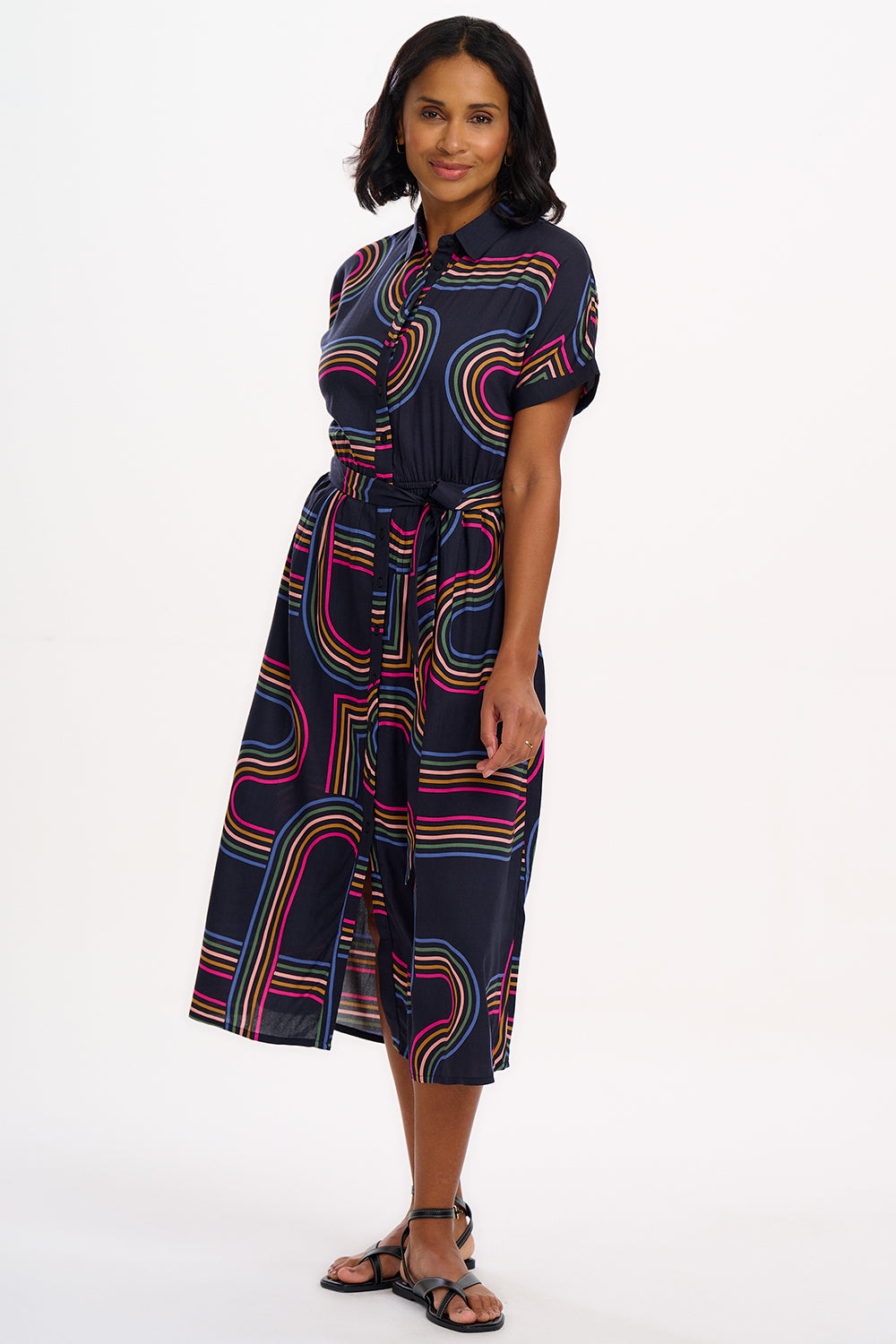 Leigh Midi Shirt Dress | Black Retro Racer