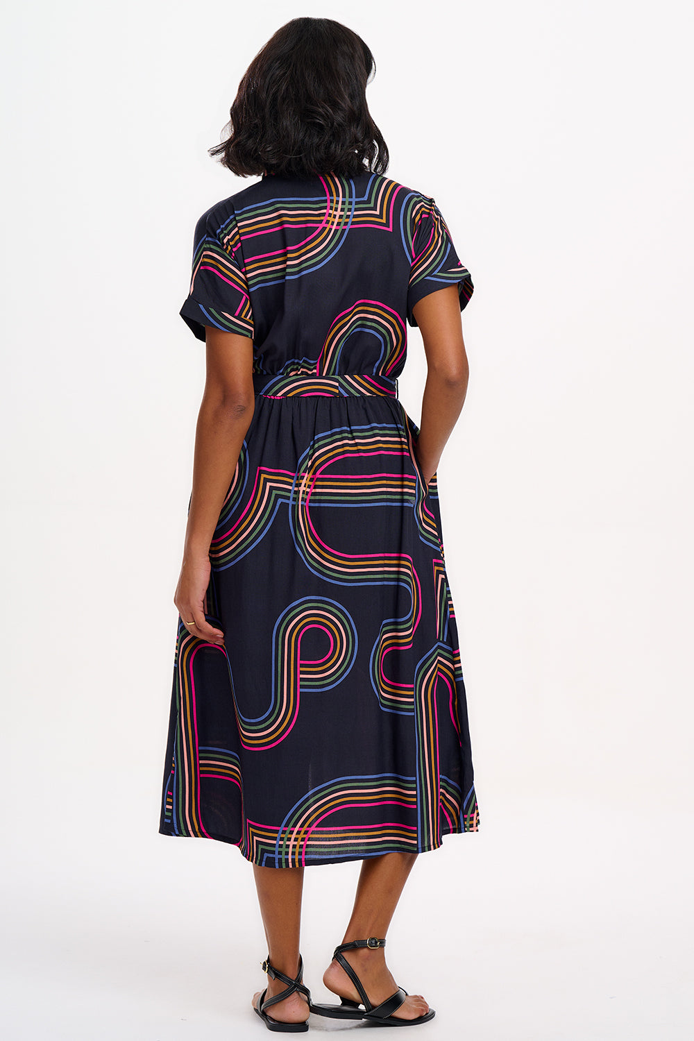 Leigh Midi Shirt Dress | Black Retro Racer