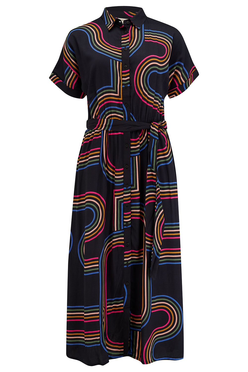 Leigh Midi Shirt Dress | Black Retro Racer
