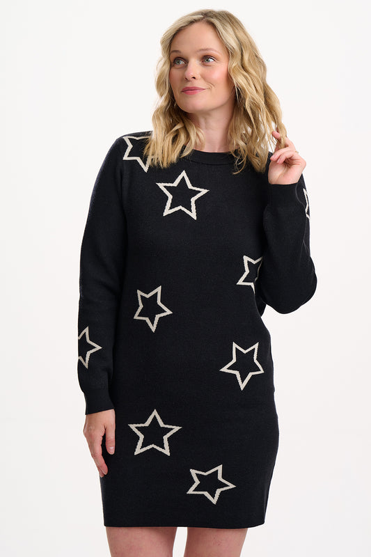 Sugarhill Brighton Verity Knit Dress | Black Scattered Stars