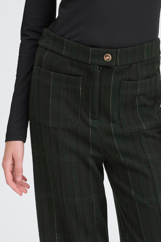 Ihkate Woolley Trousers | Black & Green Check