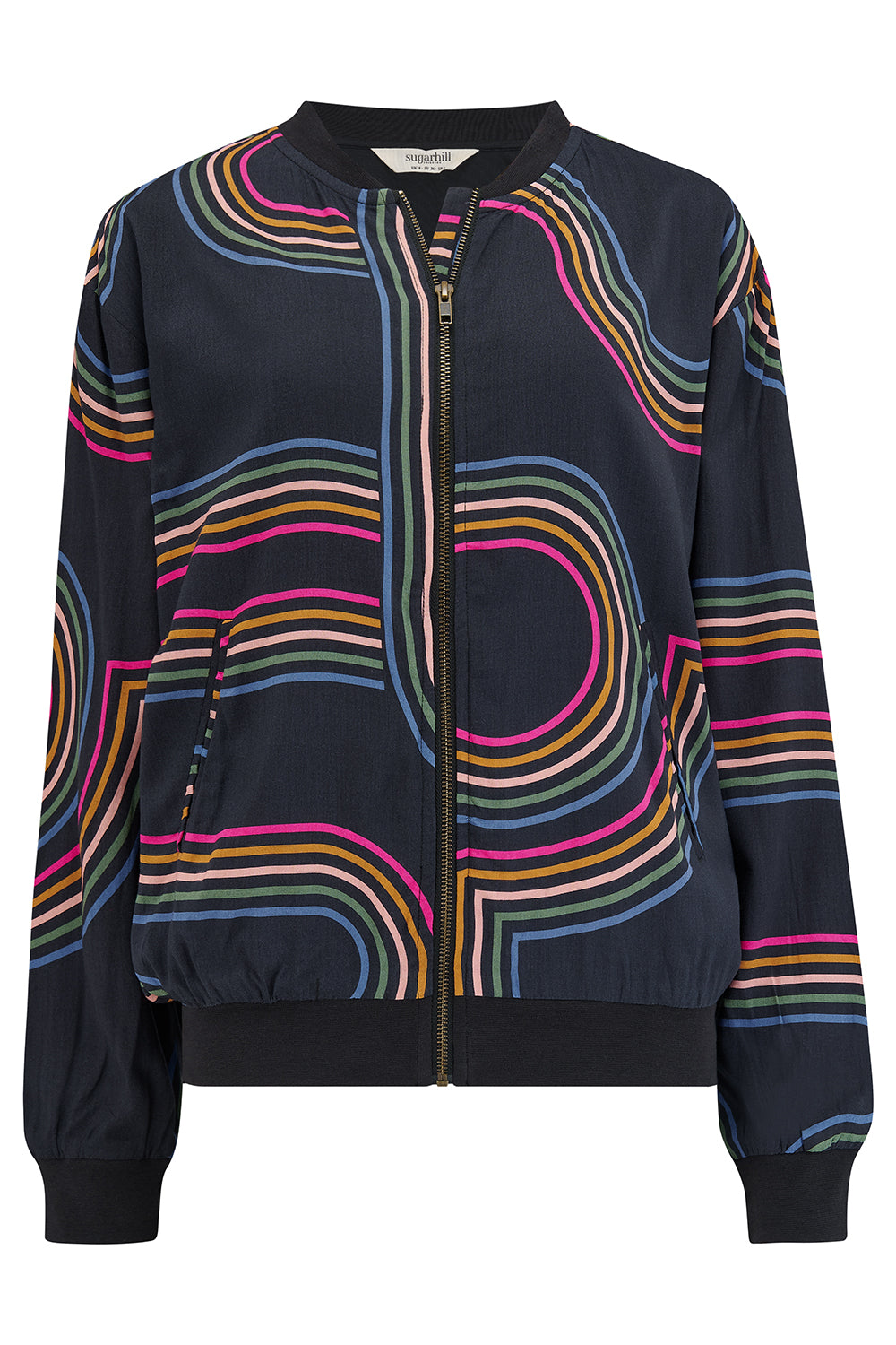 Sugarhill Bobbi Bomber Jacket | Black Retro Racer