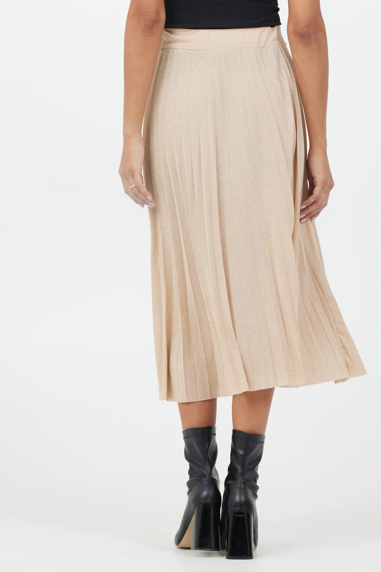 Journi Lurex Stretch Pleat Skirt | Gold