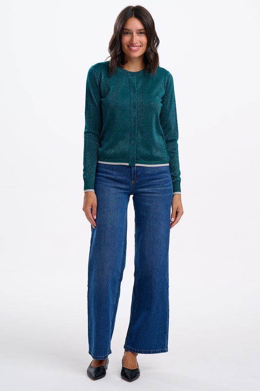 Ophilia Cardigan | Teal Sparkle