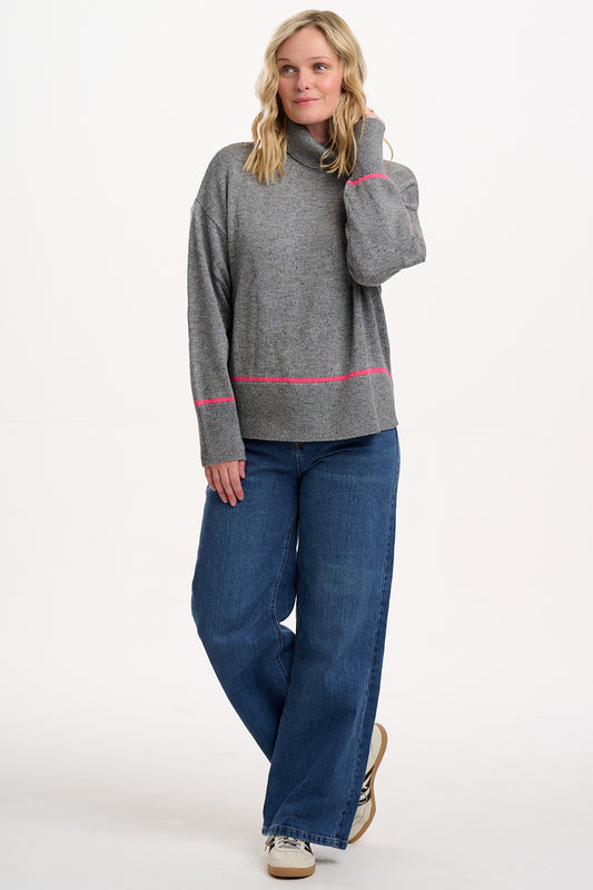 Kelli Roll Neck Jumper | Light Grey Fleck