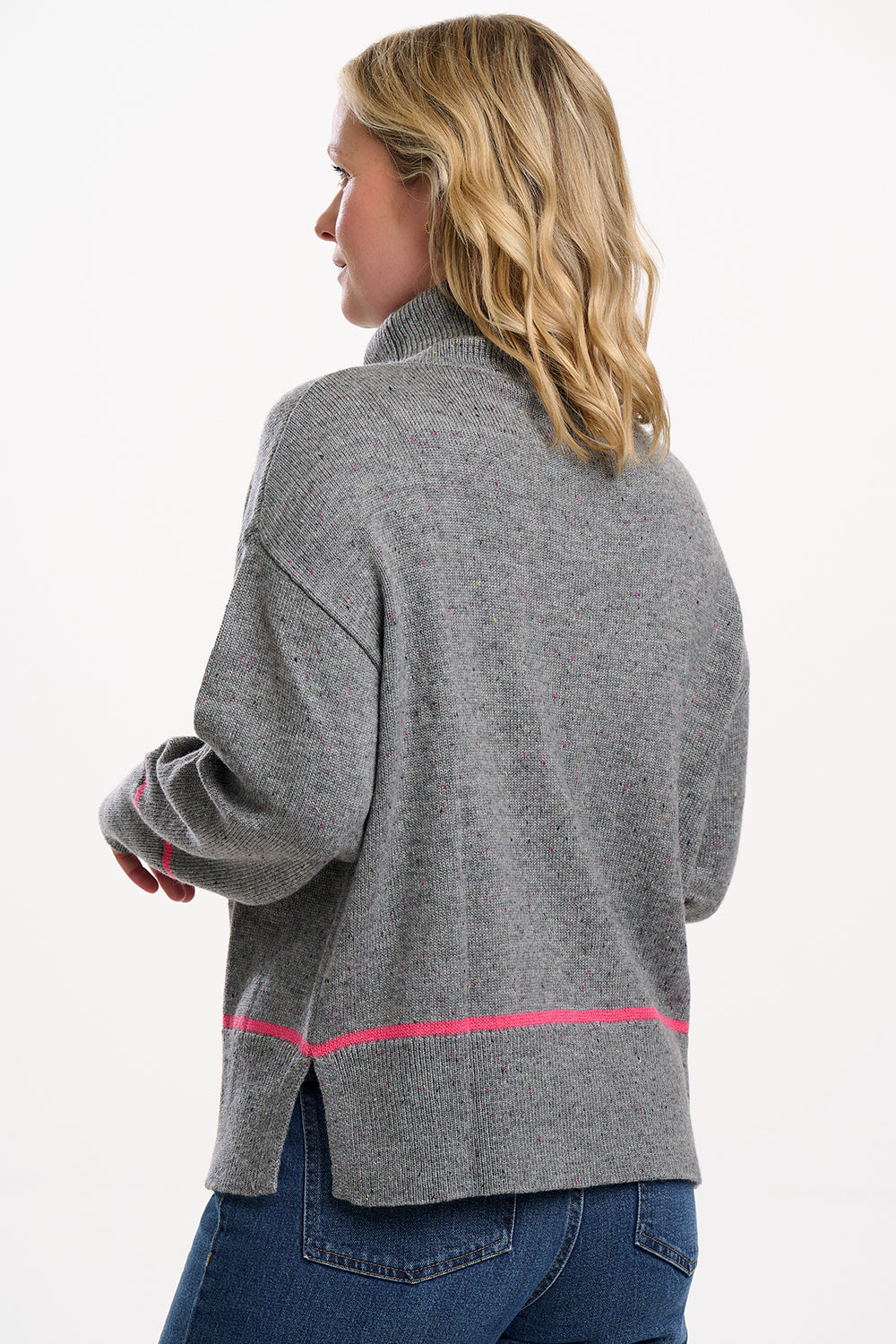Kelli Roll Neck Jumper | Light Grey Fleck