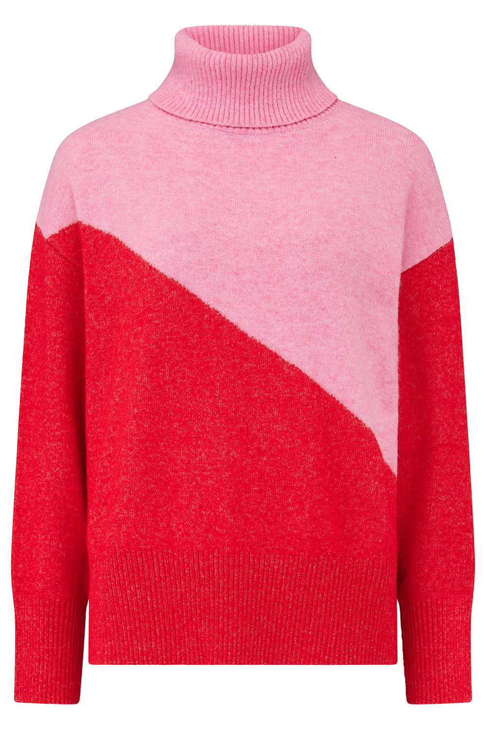 Winona Roll Neck Jumper | Pink & Red