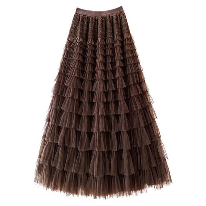 Tiered Frill Layer Skirt | Bitter Chocolate