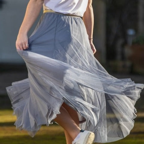 Tulle Layer Skirt in Dusky Blue