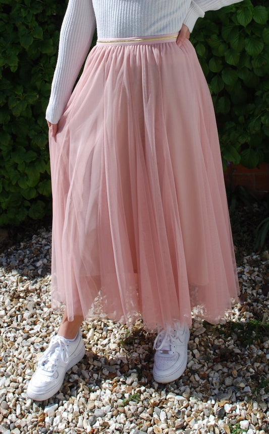 Tulle layer skirt in soft pink