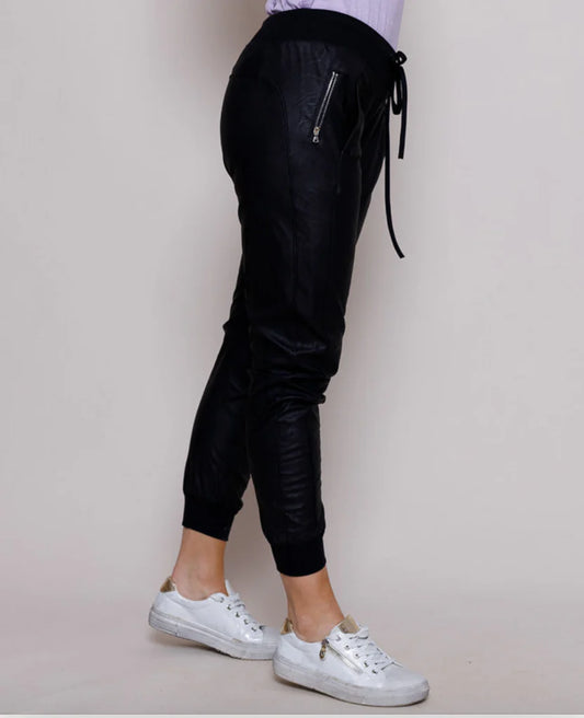 Faux Leather Ultimate Joggers | Black
