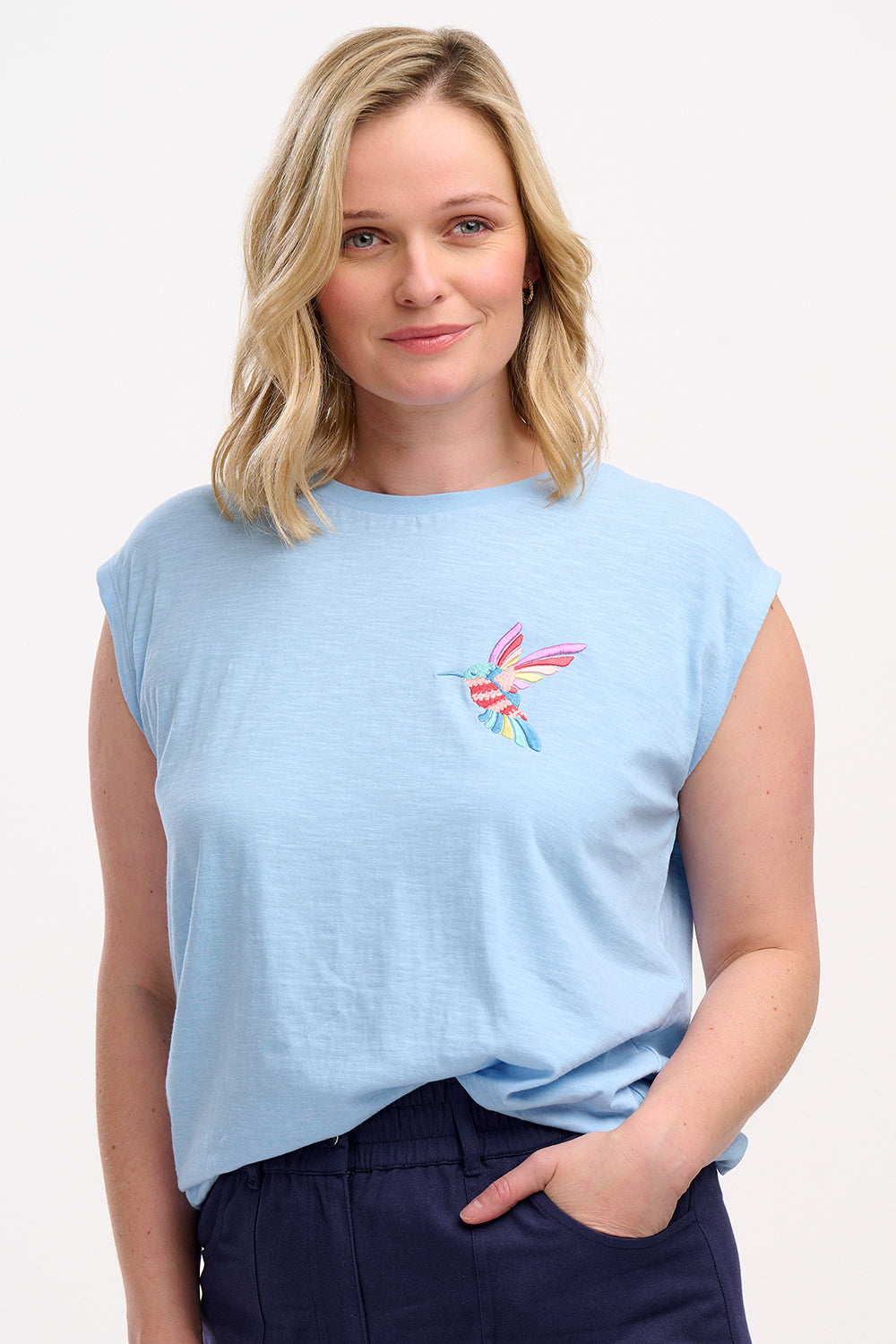 Chrissy Relaxed Tank T-Shirt | Tropical Hummingbird