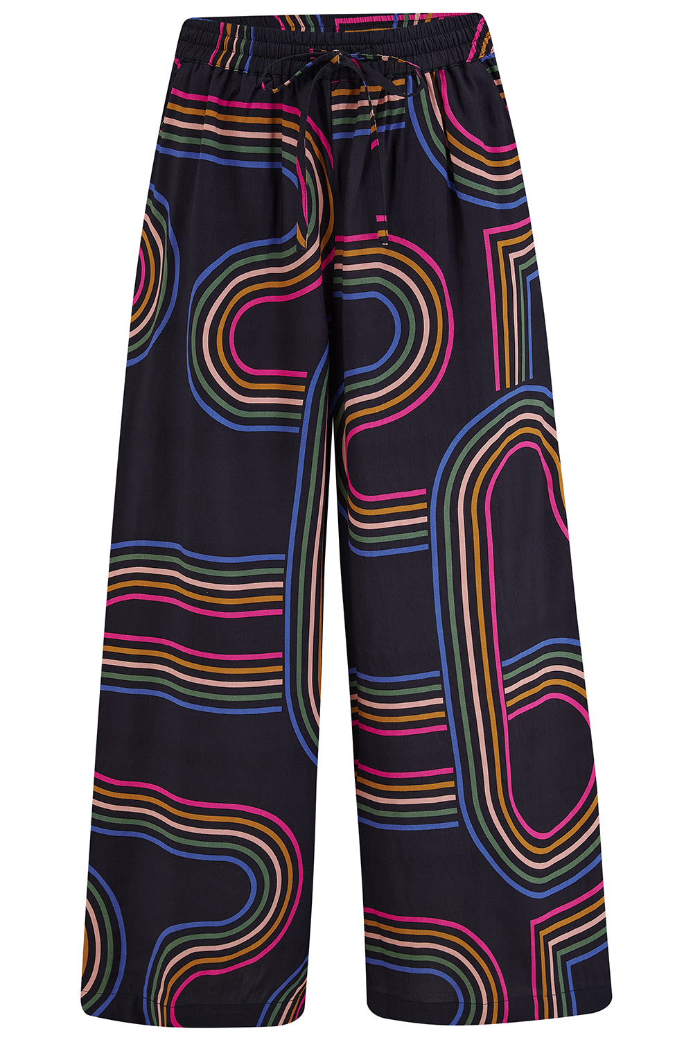 Sugarhill Ameera Cropped Wide Leg Trousers | Black Retro Racer