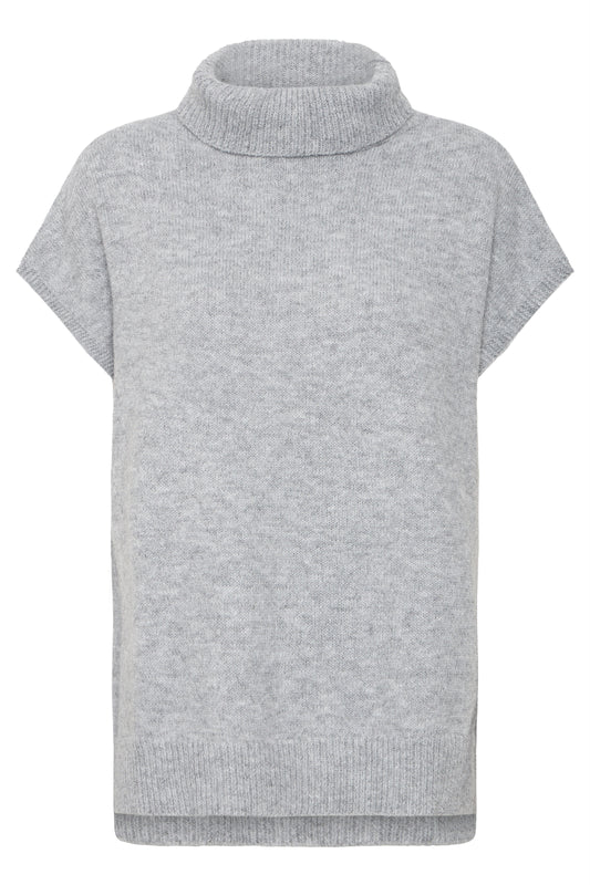 B Young Byvalma Roll Neck Vest | Light Grey Melange